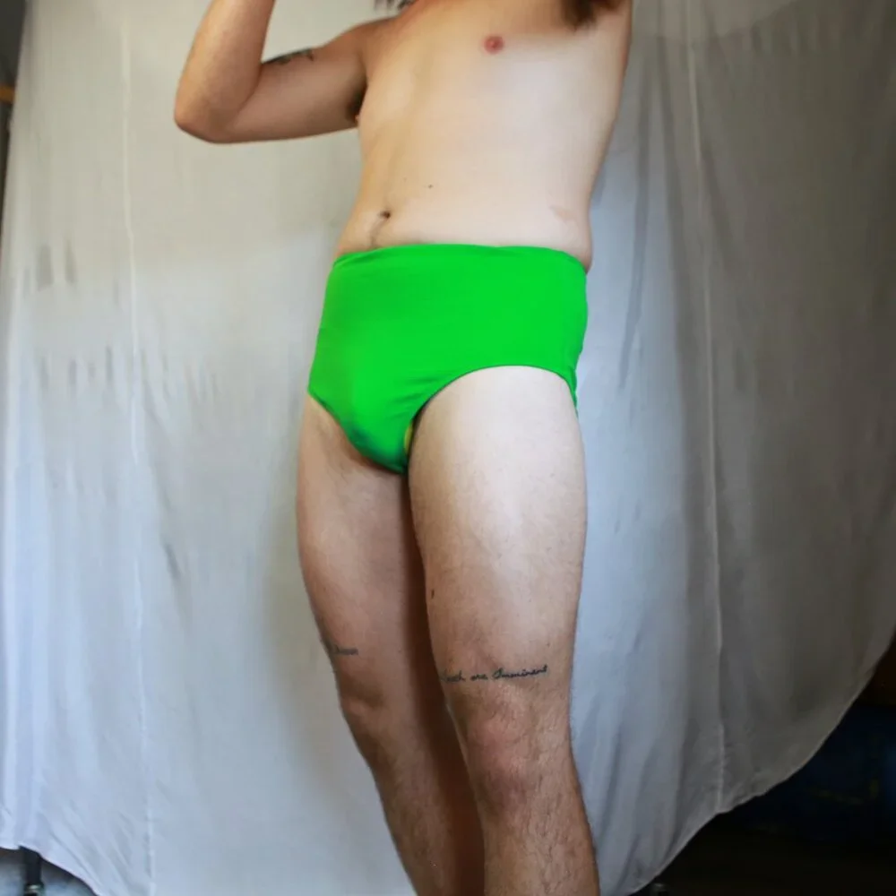 Extra High Waisted HR French Cut Kelly Green Bikini Swim Bottoms L